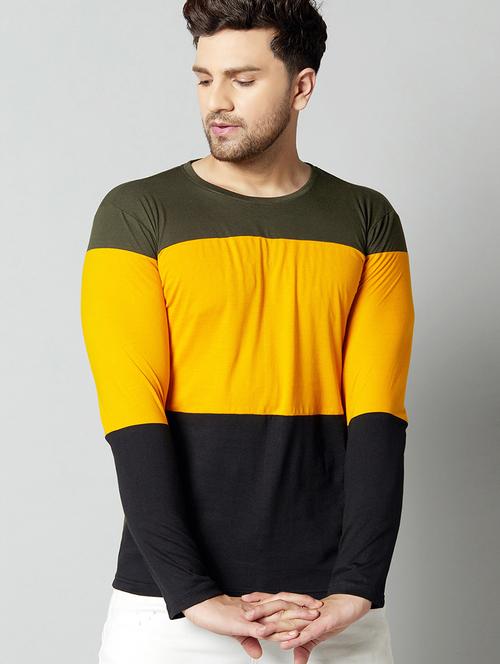black color block cut & sew t-shirt - 17383305 - Standard Image - 1