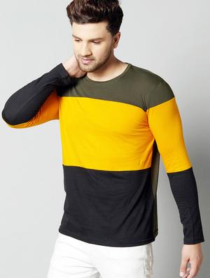 black color block cut & sew t-shirt - 17383305 - Standard Image - 2