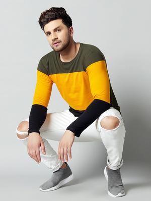 black color block cut & sew t-shirt - 17383305 - Standard Image - 4