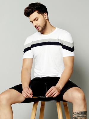white taped cut & sew t-shirt - 17383312 - Standard Image - 4