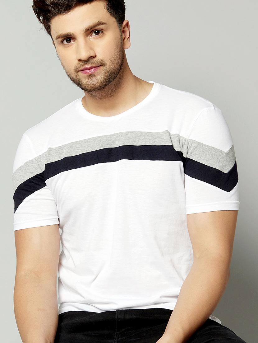 white taped cut & sew t-shirt - 17383312 - Zoom Image - 1