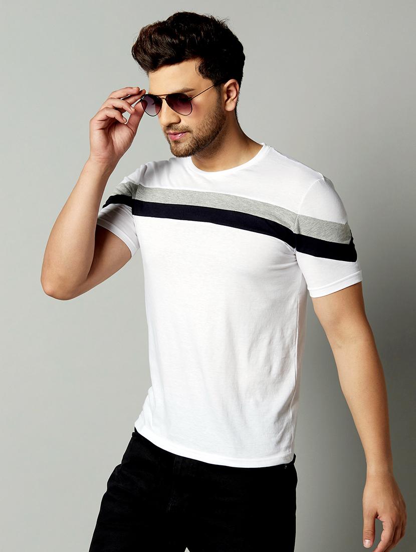 white taped cut & sew t-shirt - 17383312 - Zoom Image - 2