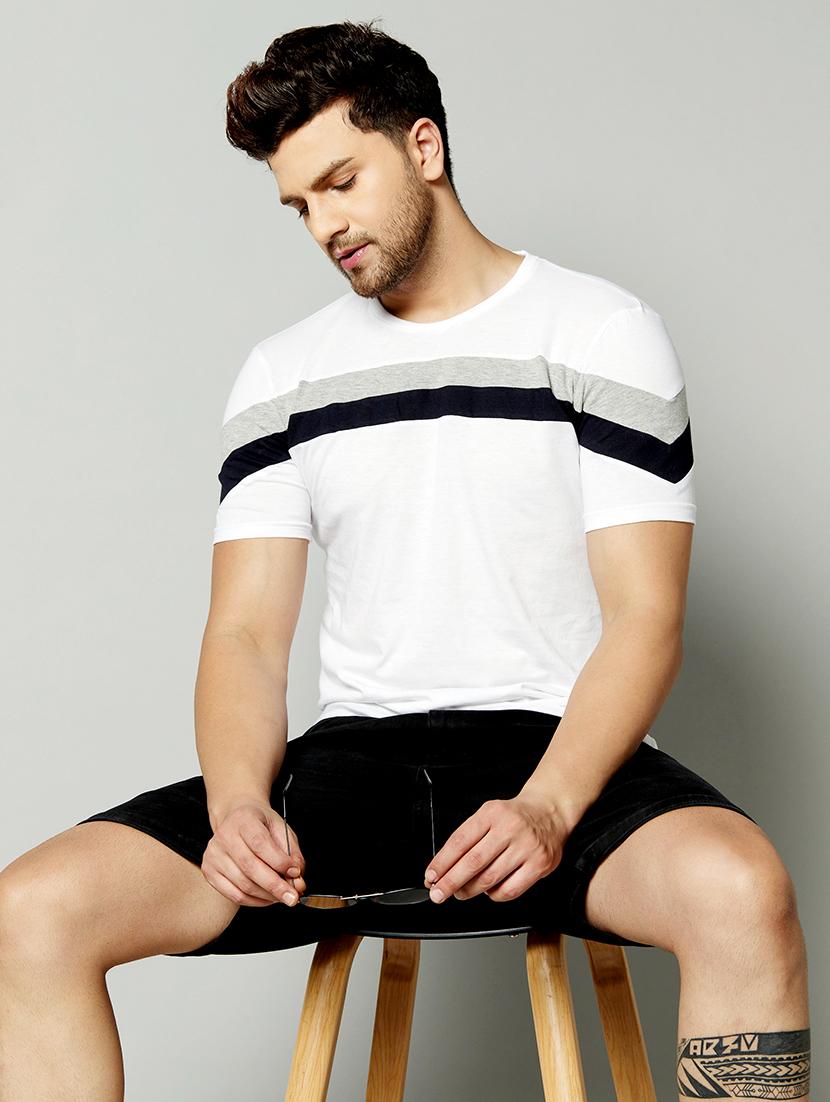 white taped cut & sew t-shirt - 17383312 - Zoom Image - 4