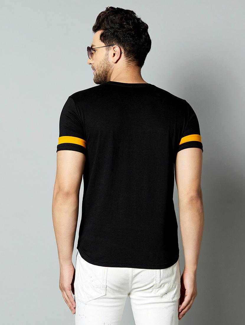 black color block cut & sew t-shirt - 17383319 - Zoom Image - 3