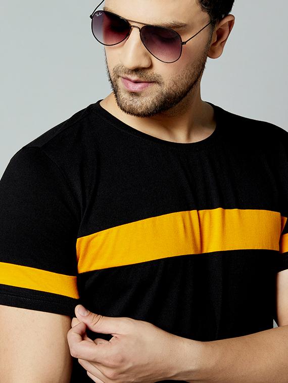 black color block cut & sew t-shirt - 17383319 - Zoom Image - 5