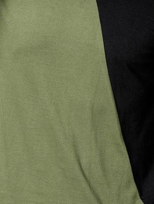 olive green color block cut & sew t-shirt - 17383325 - Standard Image - 4