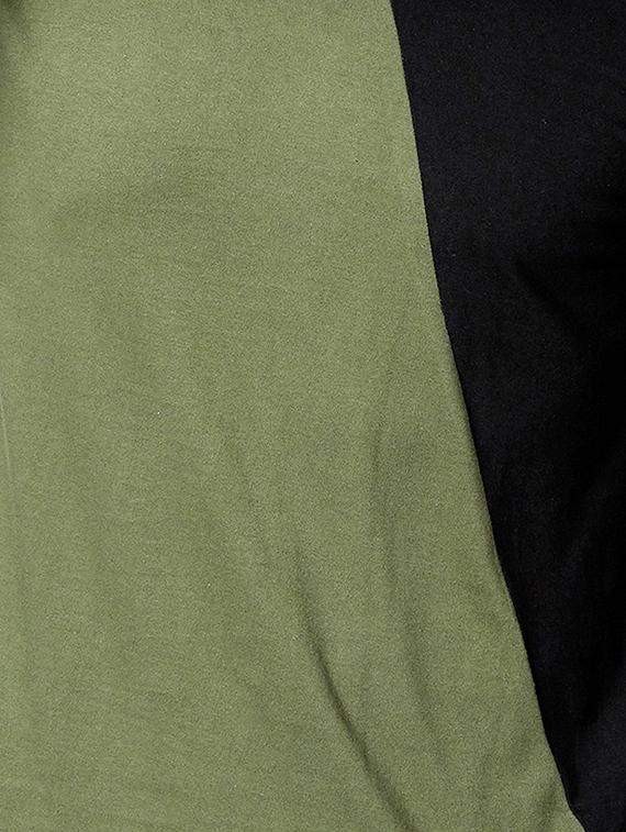 olive green color block cut & sew t-shirt - 17383325 - Zoom Image - 4
