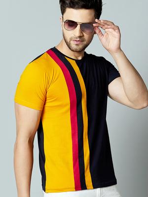 black color block cut & sew t-shirt - 17383336 - Standard Image - 2