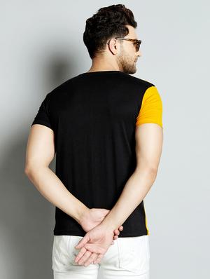 black color block cut & sew t-shirt - 17383336 - Standard Image - 3
