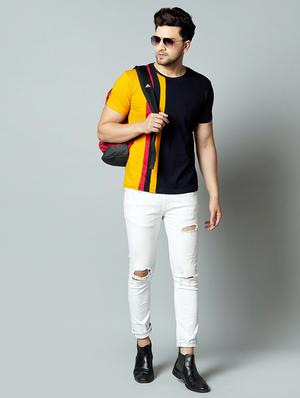black color block cut & sew t-shirt - 17383336 - Standard Image - 4