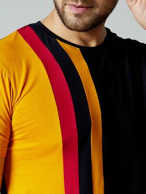 black color block cut & sew t-shirt - 17383336 - Standard Image - 5