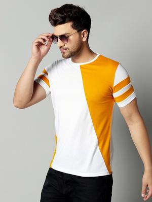 white color block cut & sew t-shirt - 17383337 - Standard Image - 2