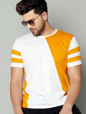 white color block cut & sew t-shirt - 17383337 - Standard Image - 3