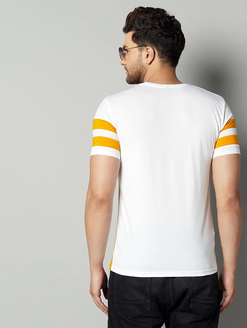 white color block cut & sew t-shirt - 17383337 - Zoom Image - 4