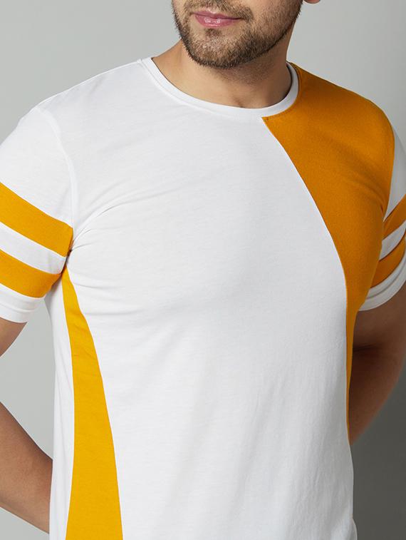 white color block cut & sew t-shirt - 17383337 - Zoom Image - 5
