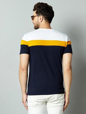 navy blue color block cut & sew t-shirt - 17383348 - Standard Image - 3