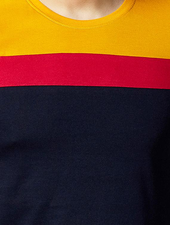 navy blue color block cut & sew t-shirt - 17383351 - Zoom Image - 3