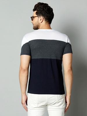 navy blue color block cut & sew t-shirt - 17383357 - Standard Image - 3