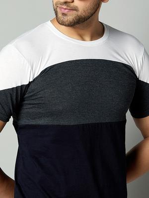 navy blue color block cut & sew t-shirt - 17383357 - Standard Image - 5