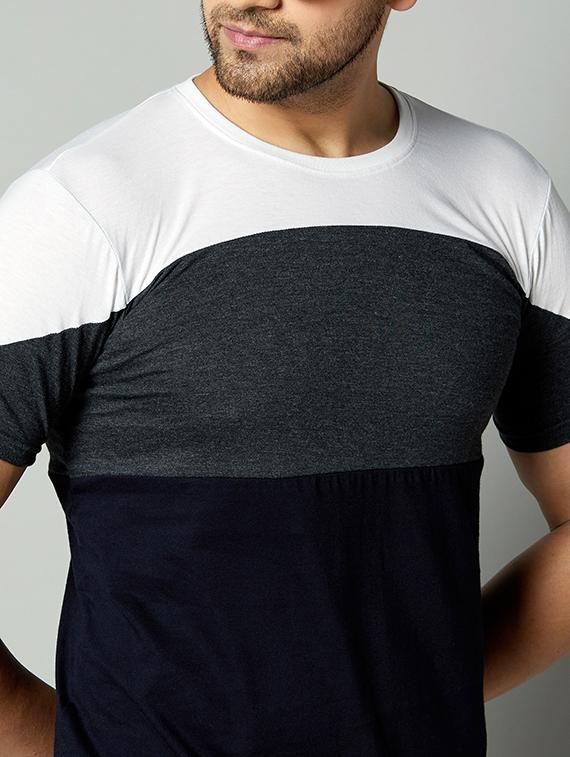 navy blue color block cut & sew t-shirt - 17383357 - Zoom Image - 5