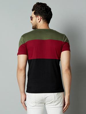 black color block cut & sew t-shirt - 17383361 - Standard Image - 3