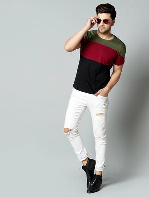 black color block cut & sew t-shirt - 17383361 - Standard Image - 4