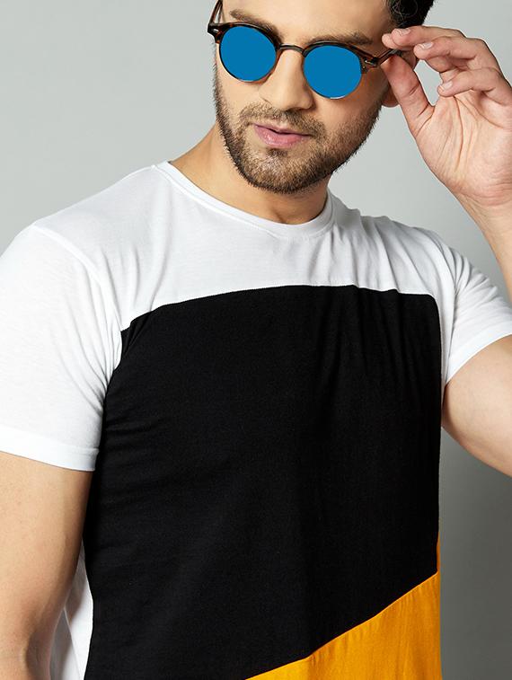 white color block cut & sew t-shirt - 17383363 - Zoom Image - 3