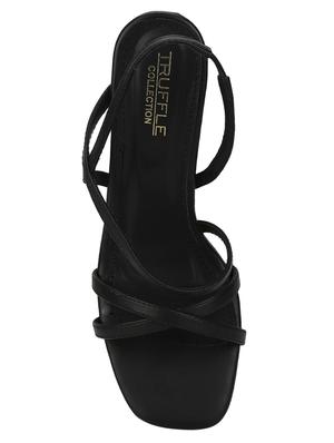 black pu back strap sandals - 17383442 - Standard Image - 4