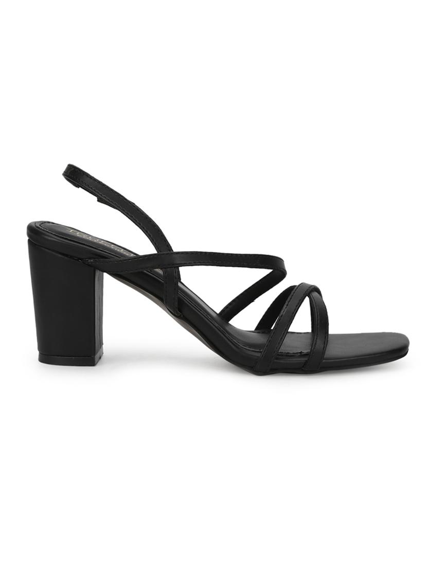 black pu back strap sandals - 17383442 - Zoom Image - 2