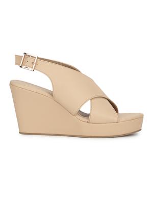 nude ankle strap wedges - 17383455 - Standard Image - 2