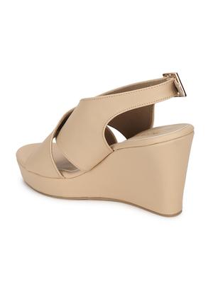 nude ankle strap wedges - 17383455 - Standard Image - 3