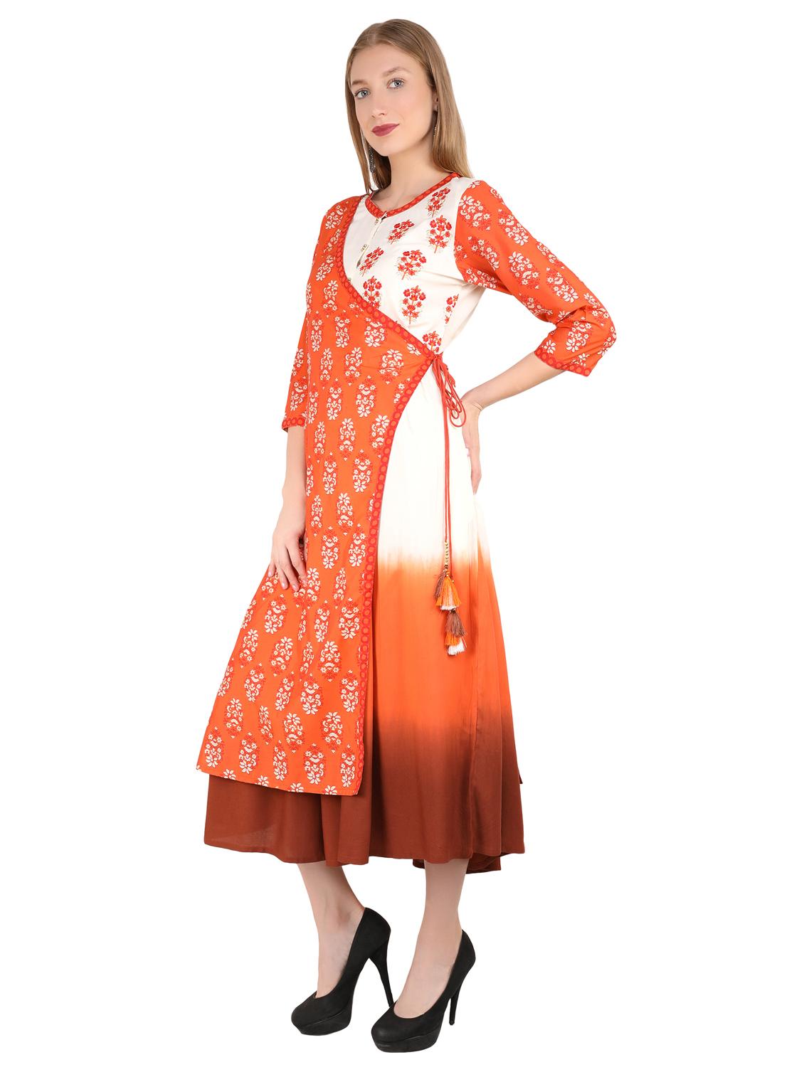 floral print angrakha ethnic dress - 17383501 - Zoom Image - 2