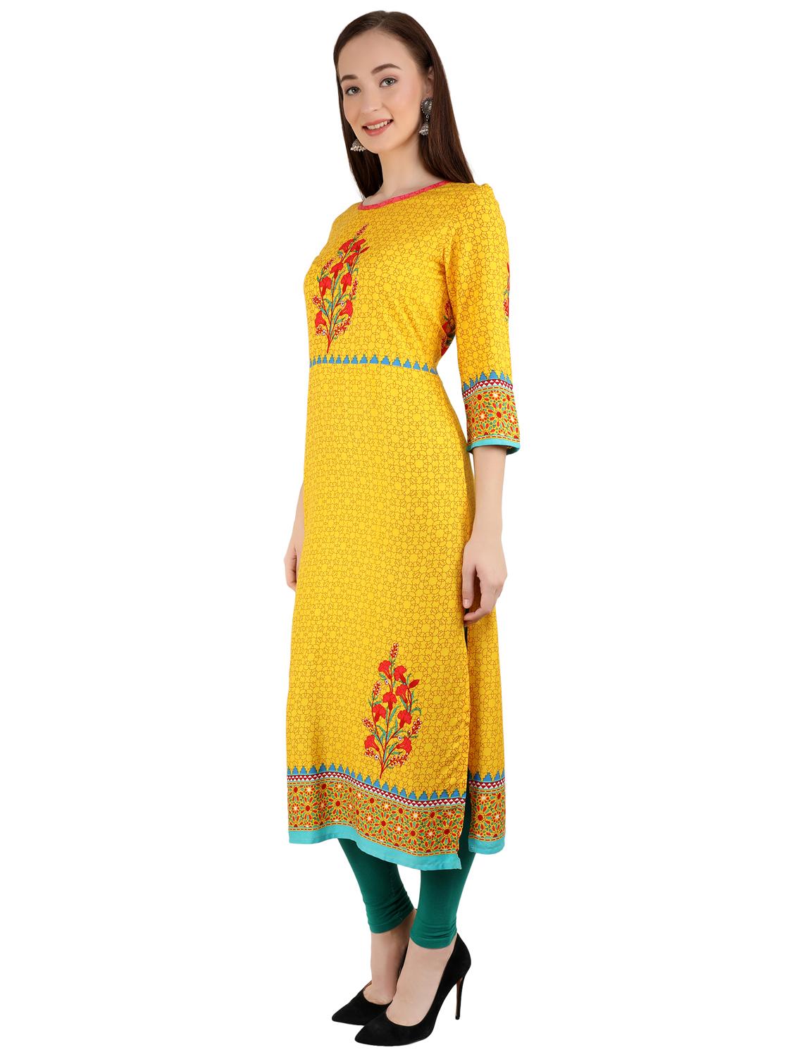 floral print straight kurta - 17383506 - Zoom Image - 2