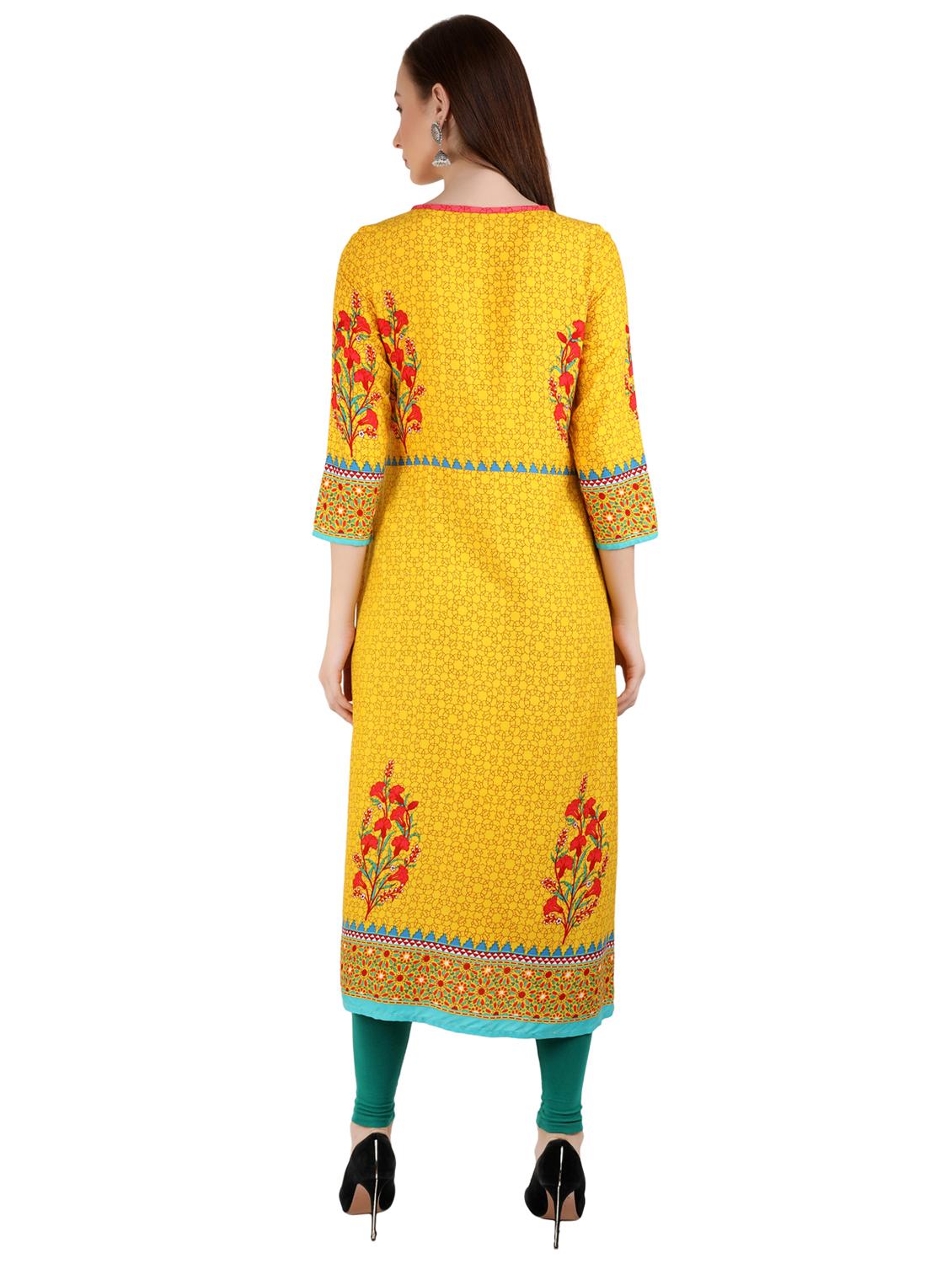 floral print straight kurta - 17383506 - Zoom Image - 3