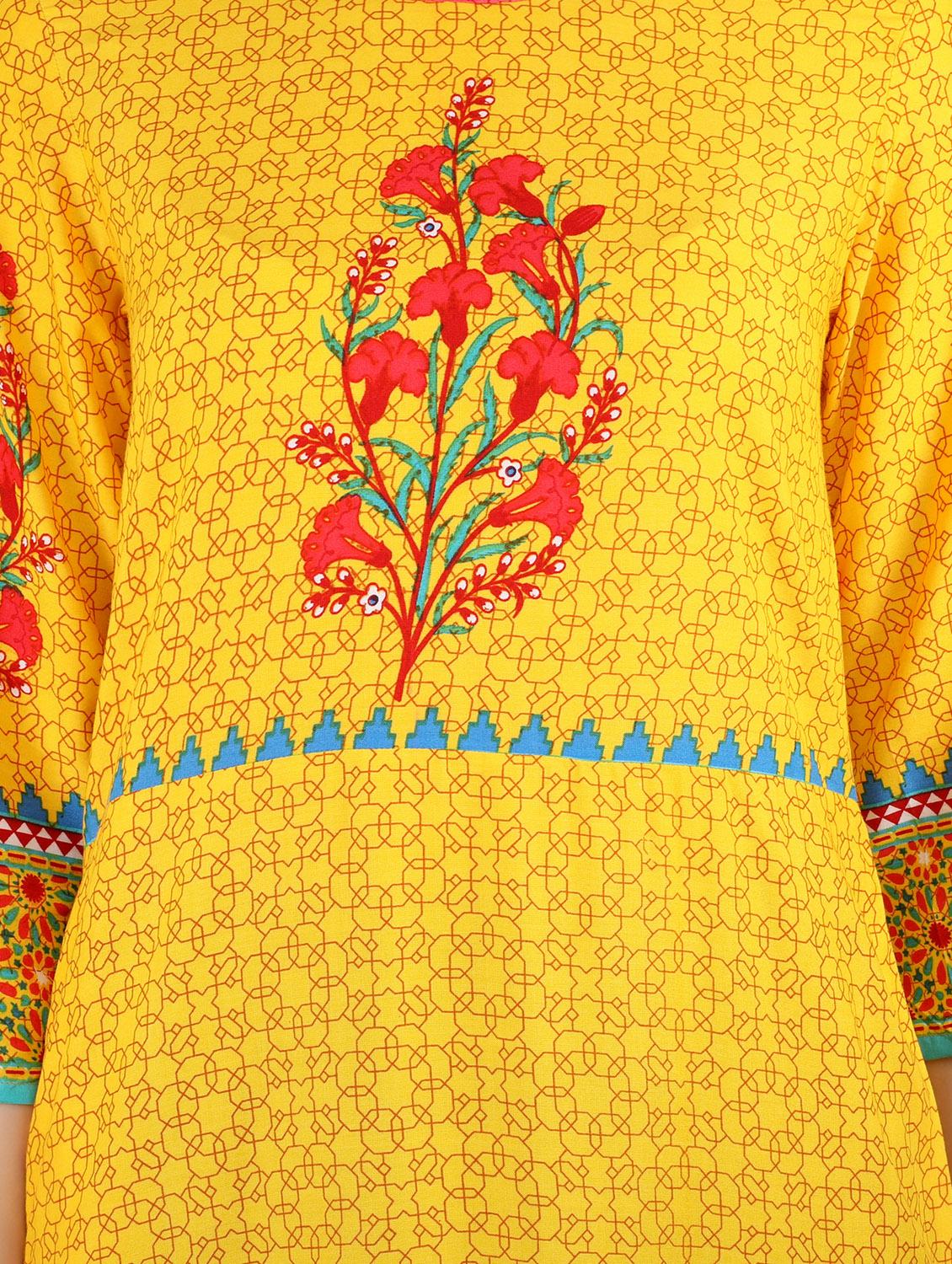 floral print straight kurta - 17383506 - Zoom Image - 4