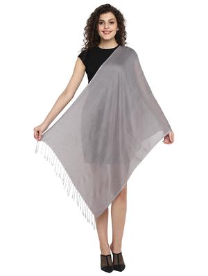 grey viscose stole - 17388508 - Standard Image - 3