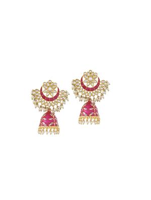 gold brass jhumka earring - 17388554 - Standard Image - 2