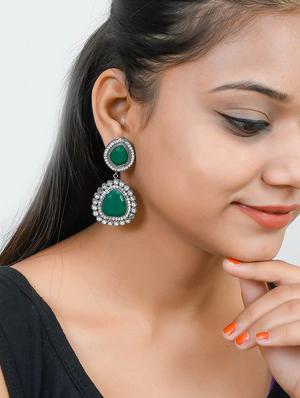 silver brass drop earring - 17388556 - Standard Image - 4