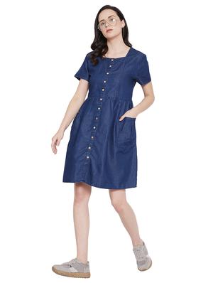 button up denim a-line dress - 17388863 - Standard Image - 3