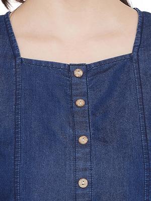 button up denim a-line dress - 17388863 - Standard Image - 5