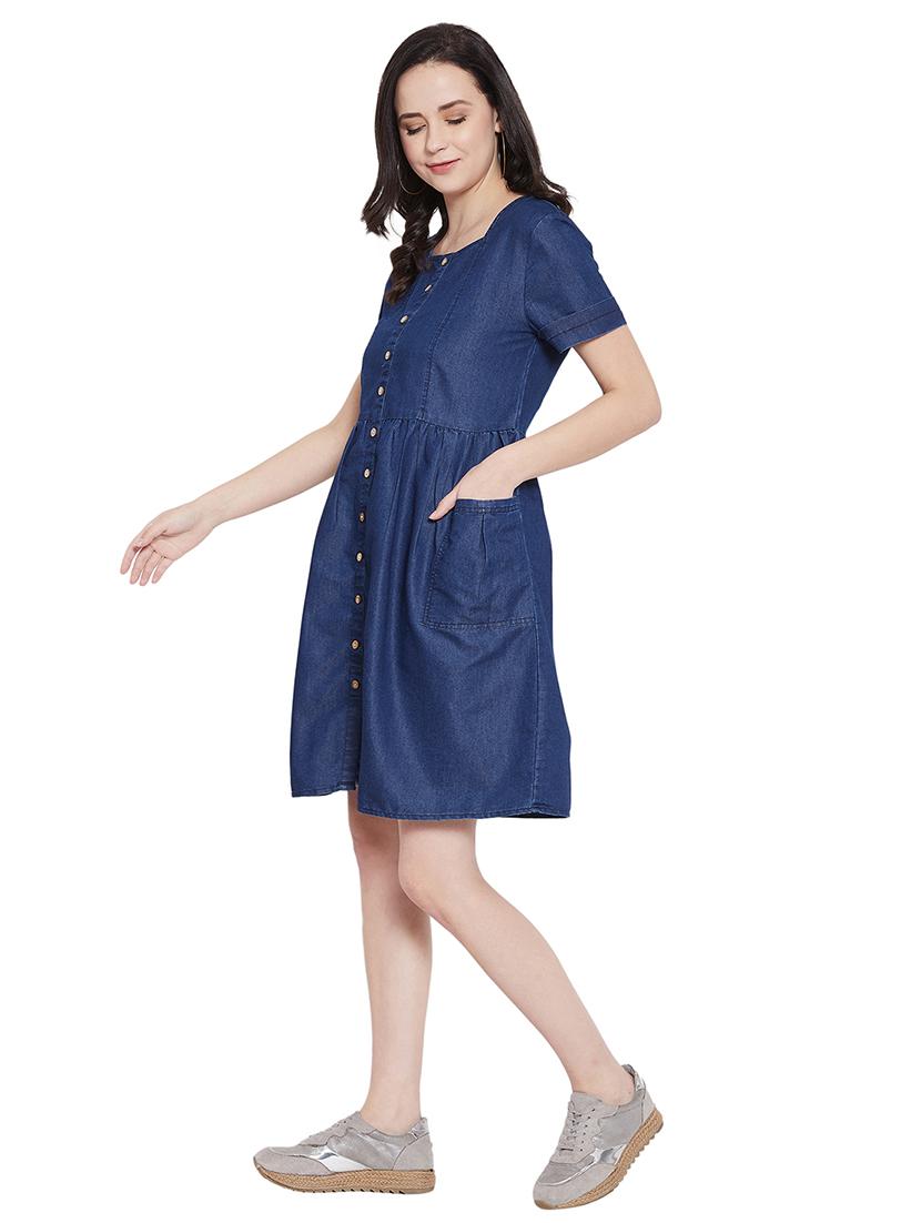 button up denim a-line dress - 17388863 - Zoom Image - 2