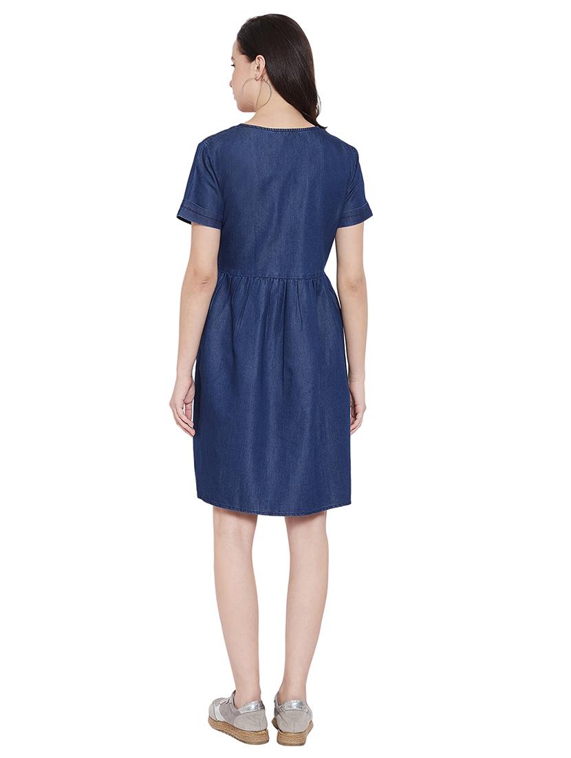 button up denim a-line dress - 17388863 - Zoom Image - 4