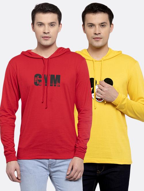 multi colored printed hooded t-shirts combo - 17391066 - Very Small Image - 1
