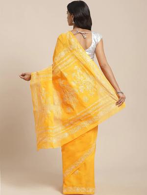 solid chikankari saree with blouse - 17391492 - Standard Image - 2