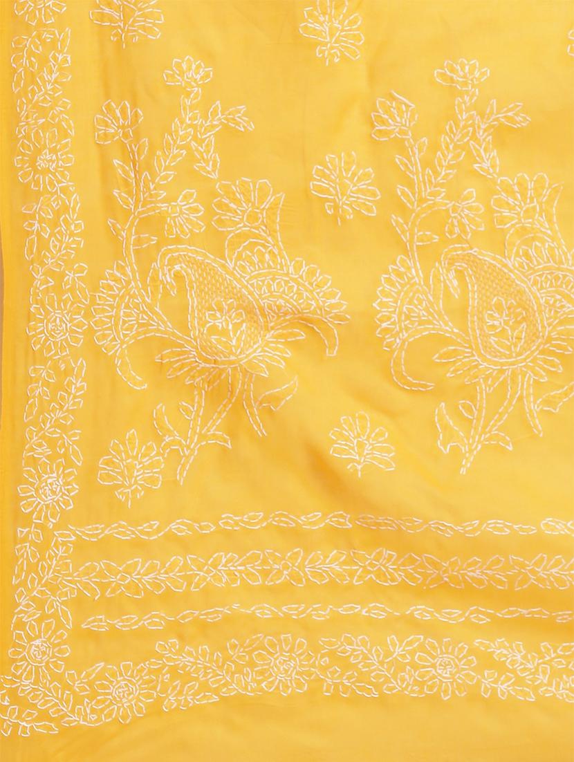 solid chikankari saree with blouse - 17391492 - Zoom Image - 4