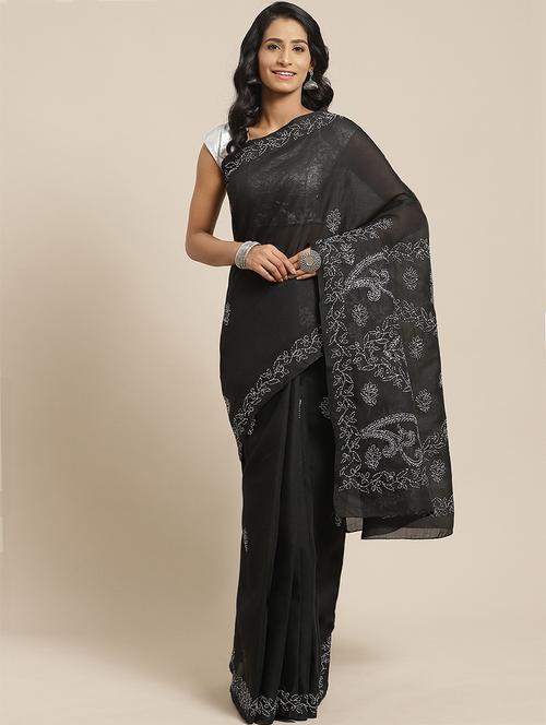 paisley chikankari saree with blouse - 17391493 - Standard Image - 1