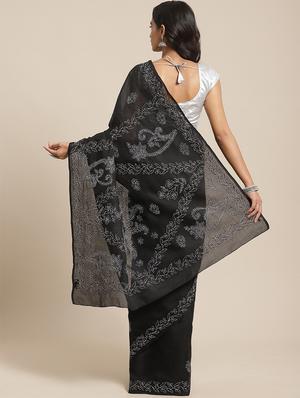 paisley chikankari saree with blouse - 17391493 - Standard Image - 2