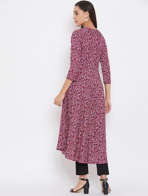 floral print flared kurta - 17391573 - Standard Image - 3