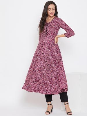 floral print flared kurta - 17391573 - Standard Image - 4