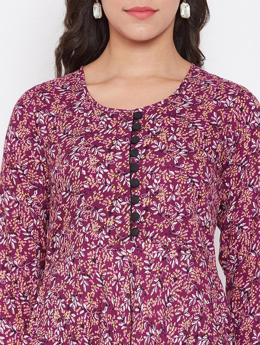floral print flared kurta - 17391573 - Zoom Image - 5